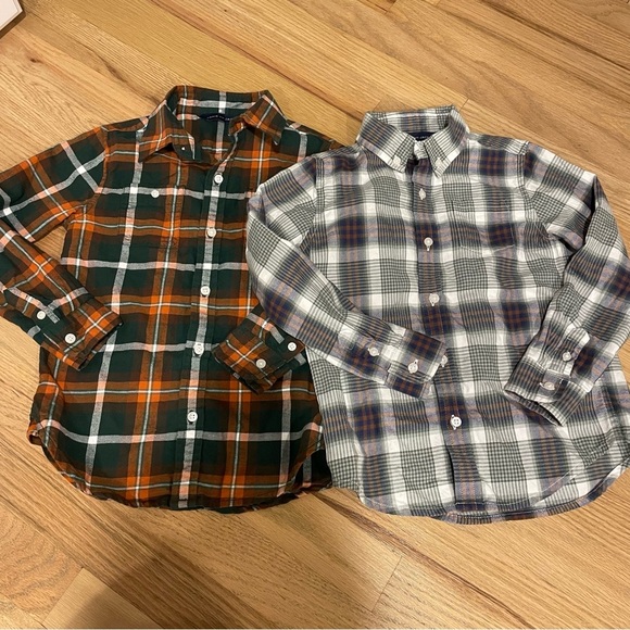 Janie and Jack 2 Plaid Button Down Flannel Shirts - Picture 2 of 8
